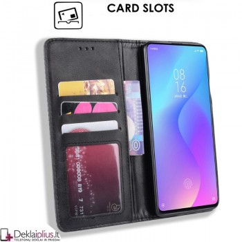 Dirbtinės odos atverčiamas dėklas su skyreliais - juodas (Xiaomi Mi 9T/K20 Pro)